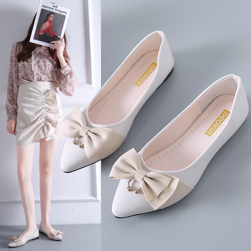 Autumn Women Shoes Pointed Toe Flats Shoes Woman Bow Slip On zapatos mujer Fashion Loafers Women Ballet Flats WSH4538