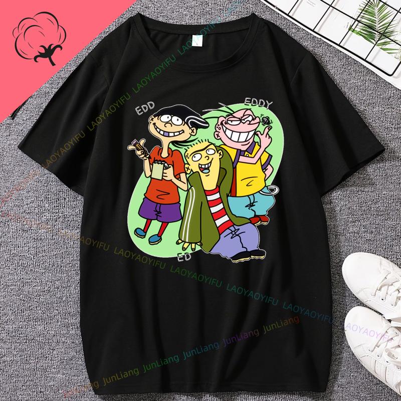 Ed Edd N Eddy Man Woman TShirt Cartoon Network TV Show Hip Hop Mens Tee Shirts Funny Tee Mens Tee Cotton Shirts