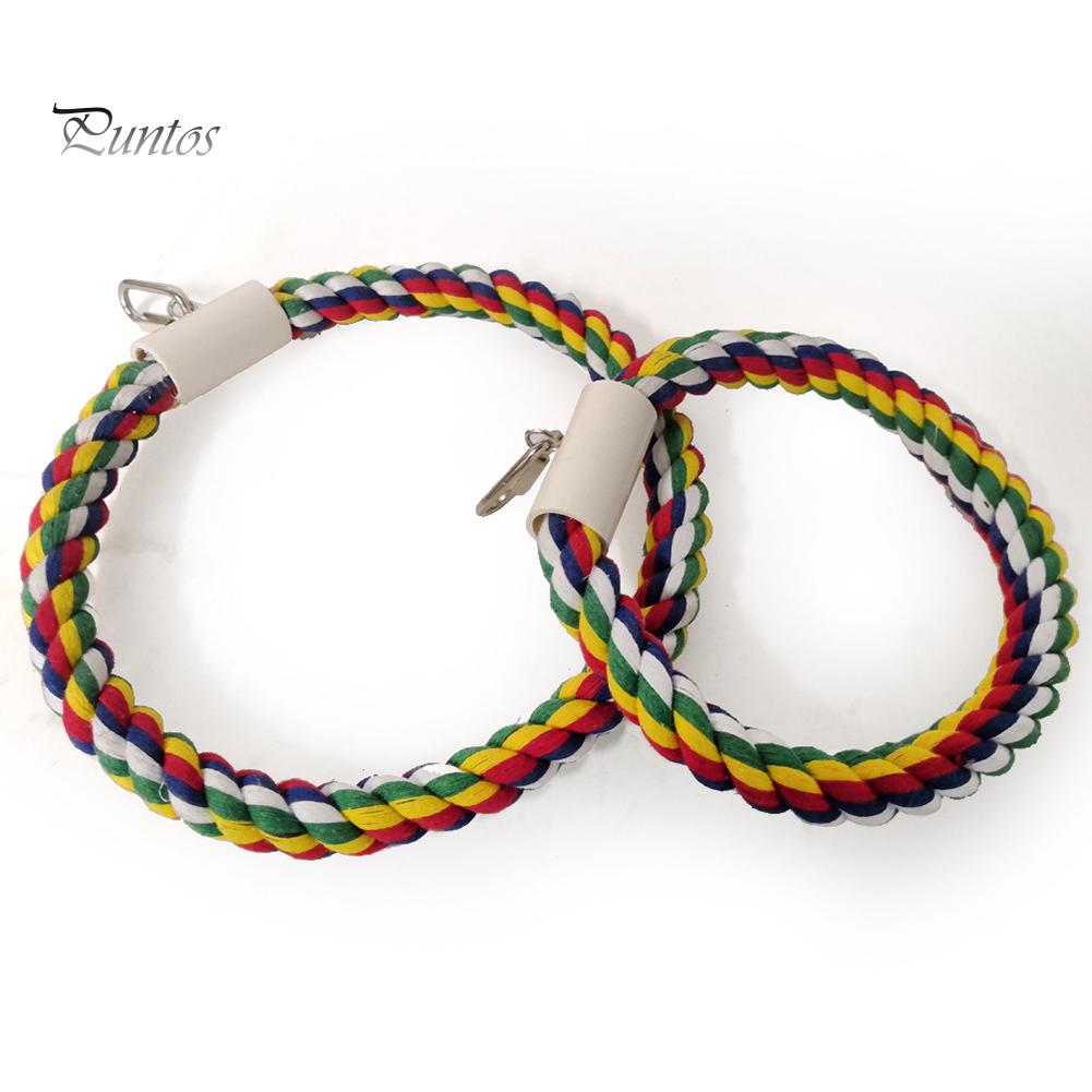 Puntos Chew Play Toy Pet Bird Parrot Cotton Rope Circle Ring Stand Hanging Swing Cage