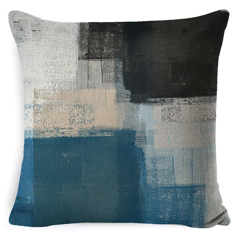 Heimdeko Kissen Kissenbezug Neu Türkis und Orange Abstrakte Kunst Malerei Wurfkissenbezug