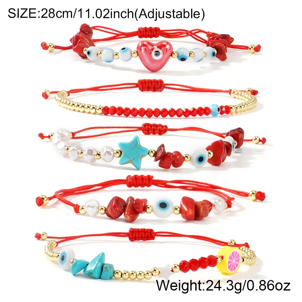 Ximang Fashionable Red Coral Bead Bracelet Set With 2026 Heart Gold Plated Detailing Adjustable Size for Gift