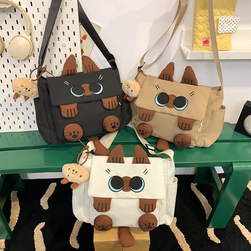 Süßes Katzen-Design Canvas-Rucksack für Mädchen und Jungen, ideal für Mittelschüler