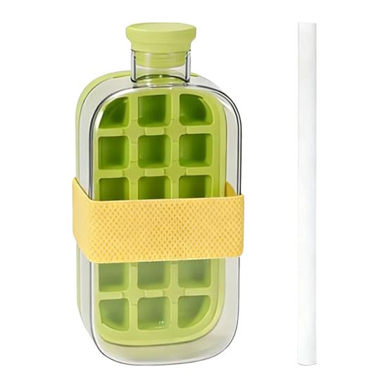 2 In 1 Ice Cube Mold Flexible Silicone Bottom Twist Demoulding Ice Tray with Straw Ice Cube Tray And Water Bottle Leakproof Portable Ice Water