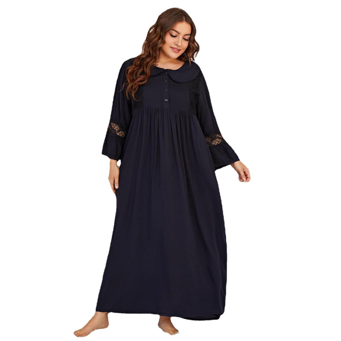 Camicia da notte in cotone a maniche lunghe con bottoni e bordo in pizzo - Noi di notte 3266 - Falco Biancheria