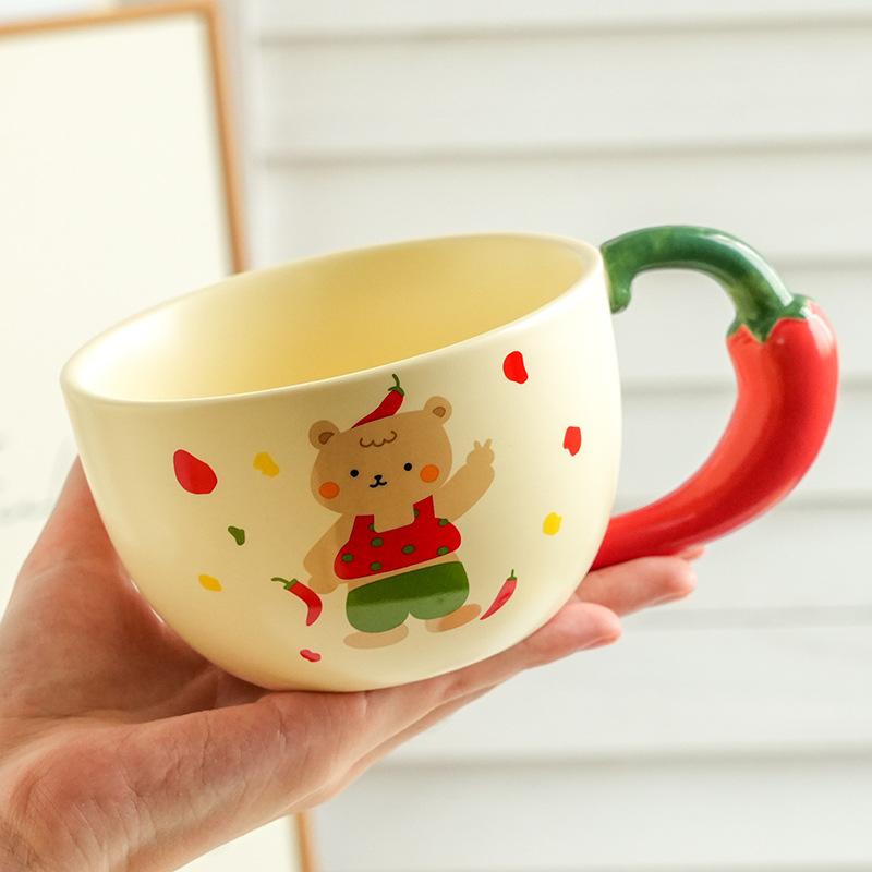 Cute And High-Value Bear Ceramic Cup With Lid And Spoon, Home Office Couple Water Cup Girl Gift