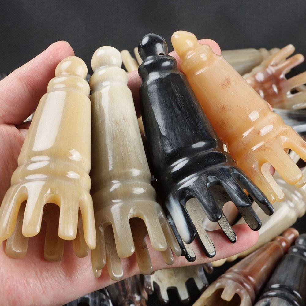 Scalp Massager Brush Ox Horn Massage Comb Scrapping Head Buffalo Horn Meridian Comb  Hair Wash