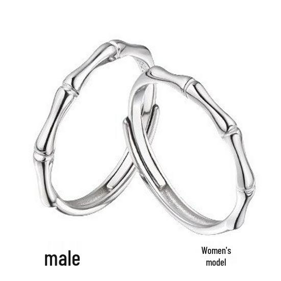 Bamboo Joint Couple Ring: S925 Sterling Silver, Chinese Style, Gift for Men & Women
