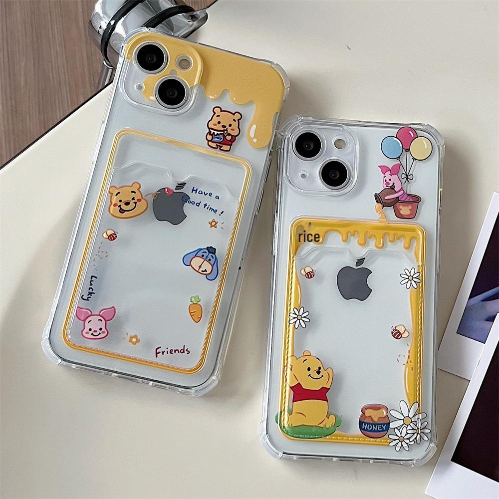 Honeypot Orange Bear Insertable Mobile Phone Case for iPhone 11/13/14/12 Pro/16 Pro Max - Transparent