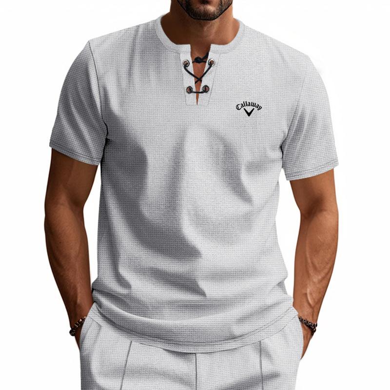 Callaway Embroidered New Summer Men's Loose Waffle Golf Breathable Simple Light Luxury Casual Personalized Short Sleeve