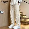 TonLion Men's Casual Wide-Leg Chenille Trousers