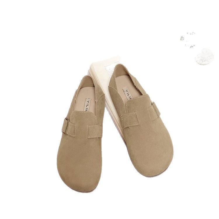 Retro Flat-soled Soft-soled Single Shoes, Spring New Mori Series Two-wear Birkenstocks, Round-headed Beanie Shoes