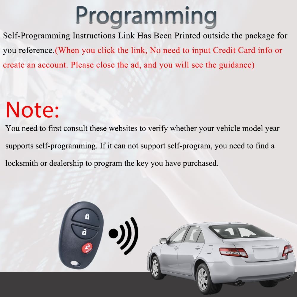 Key Fob Keyless Entry Fits for Toyota 2007-2017 Tundra /2005-2016 Tacoma / 2008-2013 Highlander / 2004-2015 Sienna /2008-2016 Sequoia Remote Control