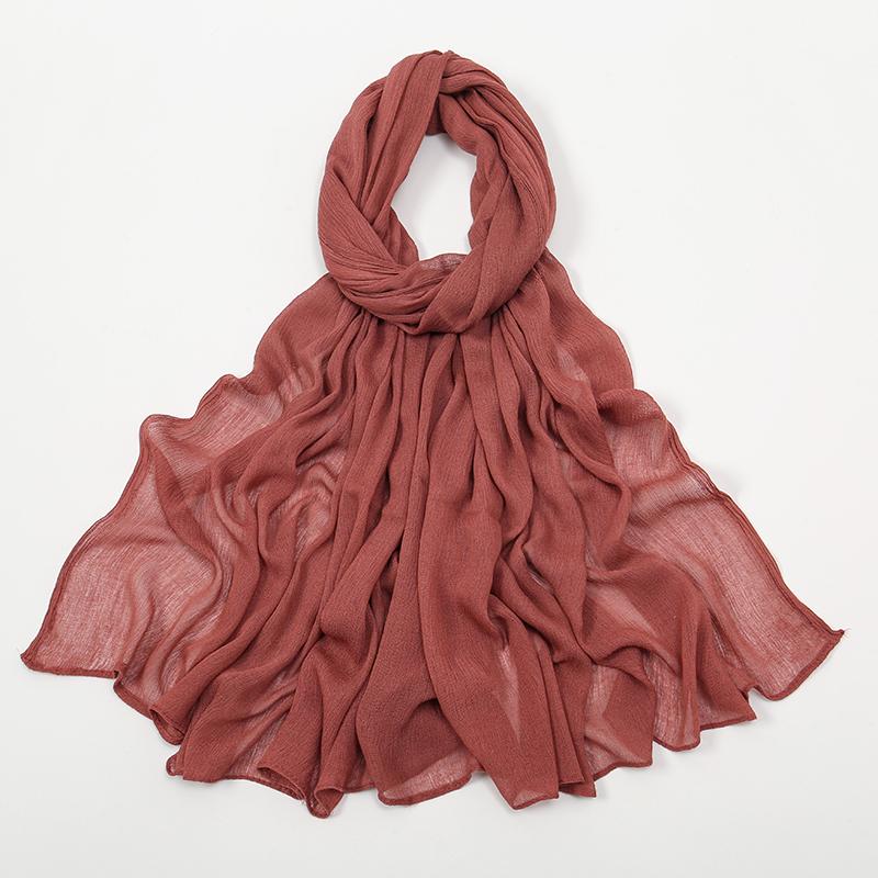 Crinkle Muslim Women Hijab Wrinkle Rayon Headscarf Solid Color Women's Turban Plain Viscose Cotton Musulman Femme Shawl Ramanda