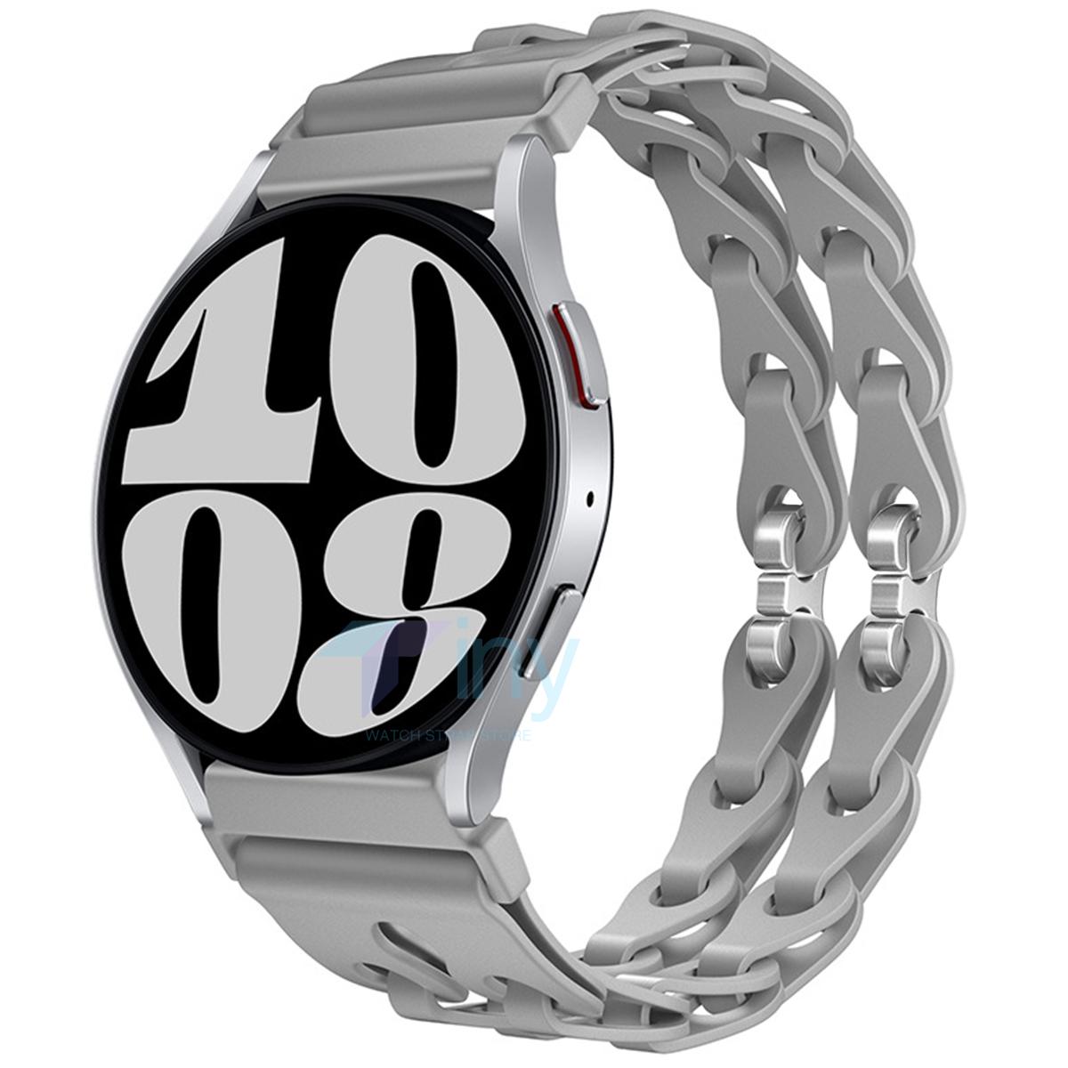 

22 мм 20 мм ремешок-цепочка для Samsung Galaxy Watch 7 6 5 4 44 мм 40 мм 6Classic 43 мм 47 мм силиконовый ремешок для браслета Amazfit GTR 4/GTS 20mm светло-серый