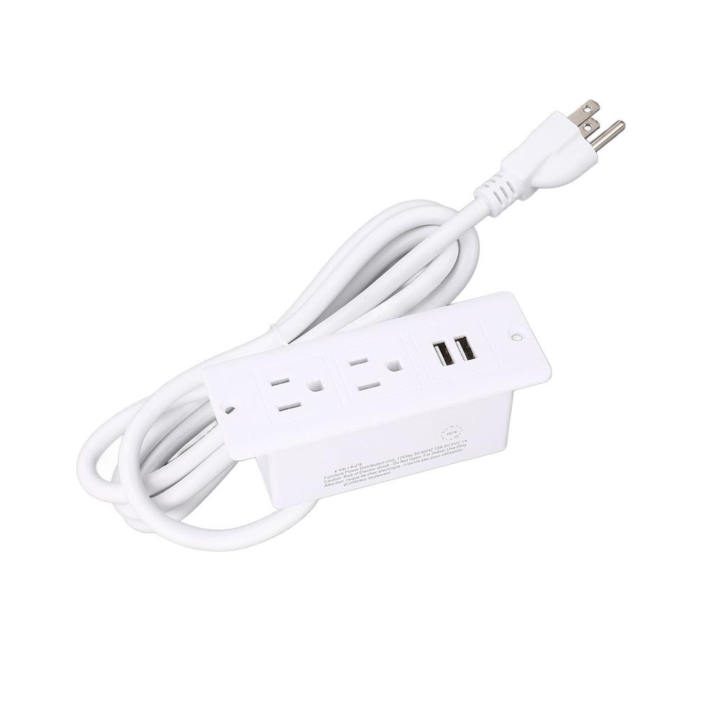 Conference Recessed Power Strip Table Furniture Outlet 2 AC Sockets 2 USB Ports 1.5m Cord