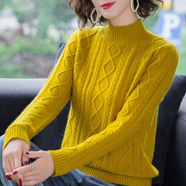 New Autumn Winter Women Thicken Slim Base Sweater Korean Fashion Turtleneck Knitted Pullover Sweater