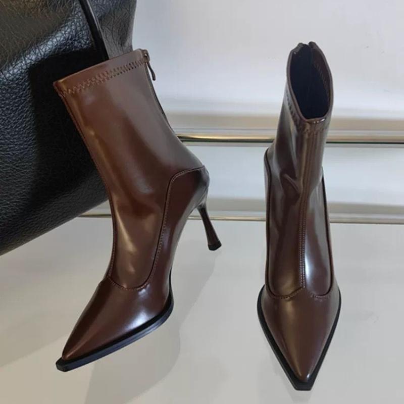 Autumn Winter Women Slim Ankle Boots Fashion Elegant Pointed Toe Shoes Thin High Heel Women's Morder Short Booties