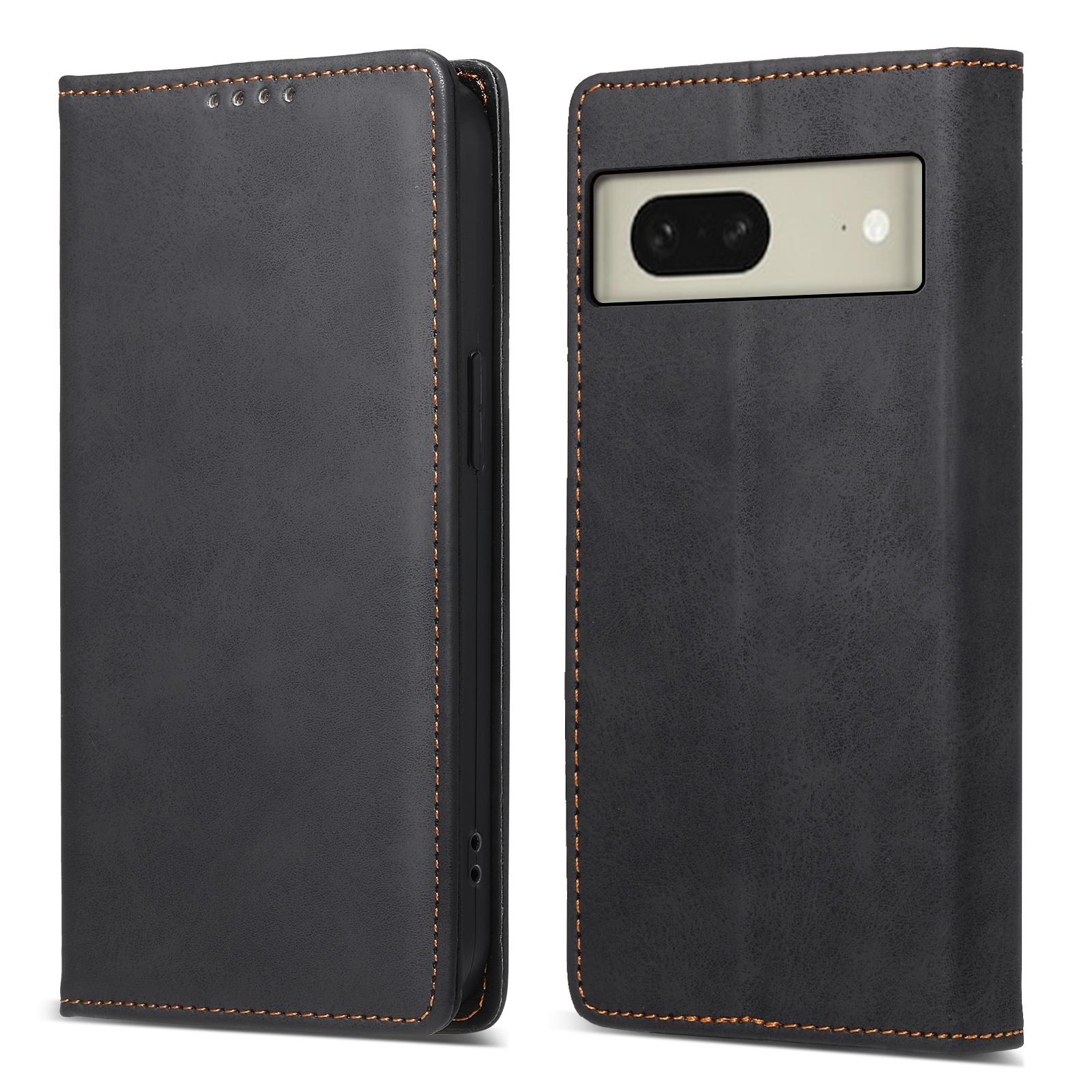 

DF-05 For Google Pixel 8 Solid Color Drop-proof Leather Phone Case RFID Blocking Wallet Stand Cover Black