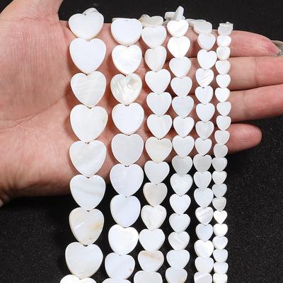 Natural Freshwater Heart Shell Beads White Mother of Pearl Shell Loose Beads For DIY Jewelry Making Bracelets Necklace Supplies