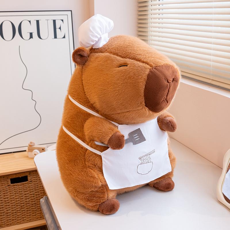 Chef Capybara Plush Toy Lovely Stuffed Capybara Plushies Soft Animal Doll Throw Pillow Room Decor Kawaii Toy Gift Girl