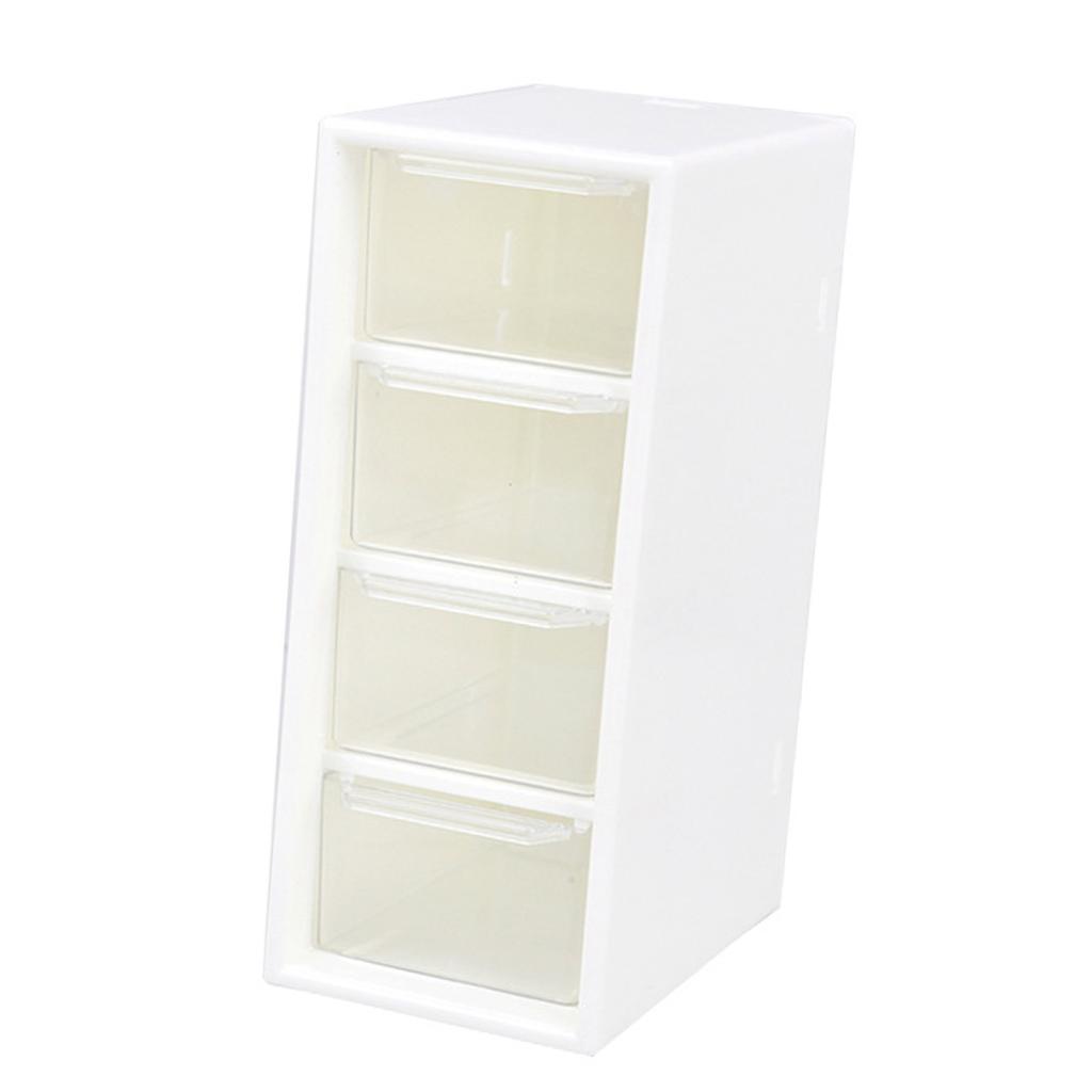 Desktop 4 Drawer Storage Organizer Small Stackable Clear Plastic Storage Containers Box for Home