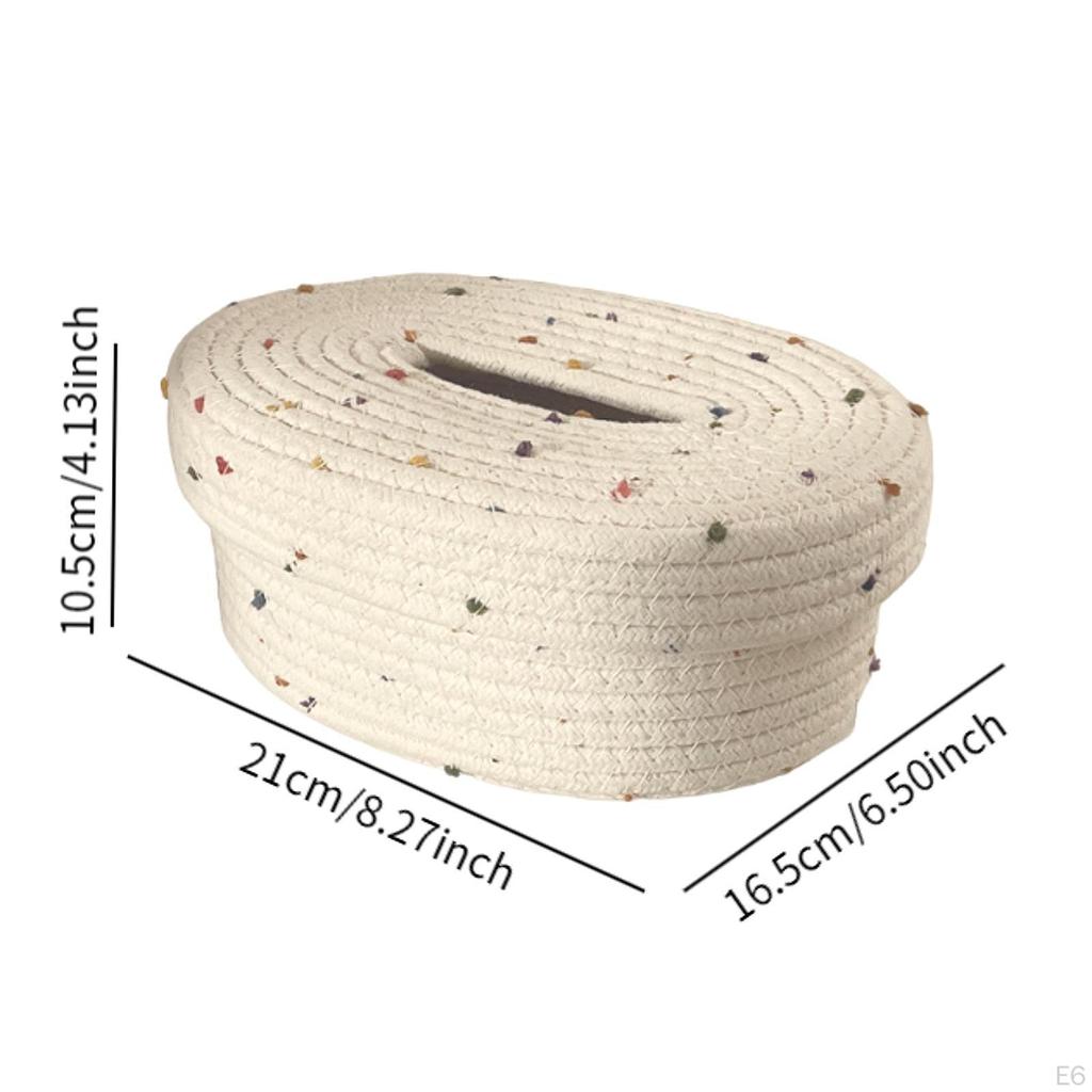 Cotton Rope Tissue Box, Holder, Decorative Case, Dispenser, Box Cover for Home,