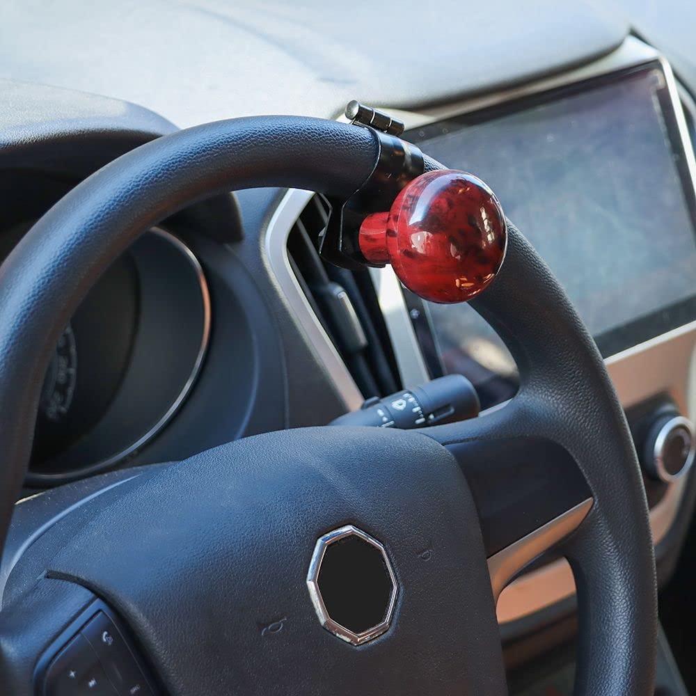 Qicarkey Wood Grain Steering Wheel Spinner Steering Wheel Spinner for Car Cart Power Steering Wheel Accessories