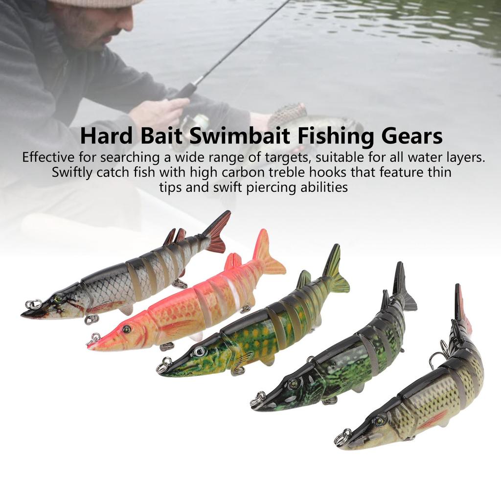 5Pcs Fishing Gears Lifelike Multi Jointed Hard Bait Swimbait Fishing Lures for Freshwater Saltwater Fishing