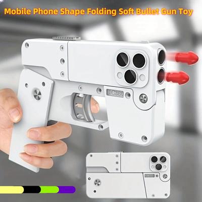 Juguete de Pistola de Balas Blandas Plegable con Forma de Teléfono Móvil, Juguetes Novedosos, Deportes de Pistola de Balas Creativos para Adultos y Niños