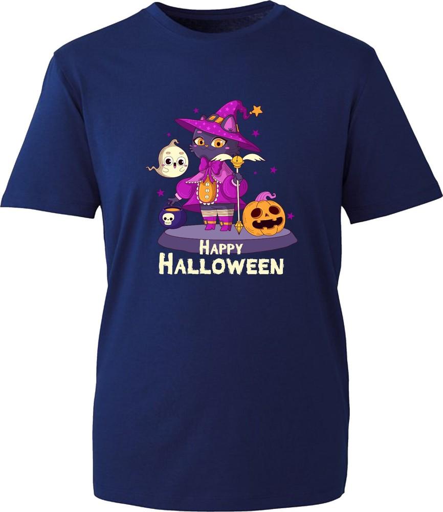 Happy Halloween Catoween TShirt Cute Boo Witch Cat With Pumpkin Horror Tee Top S