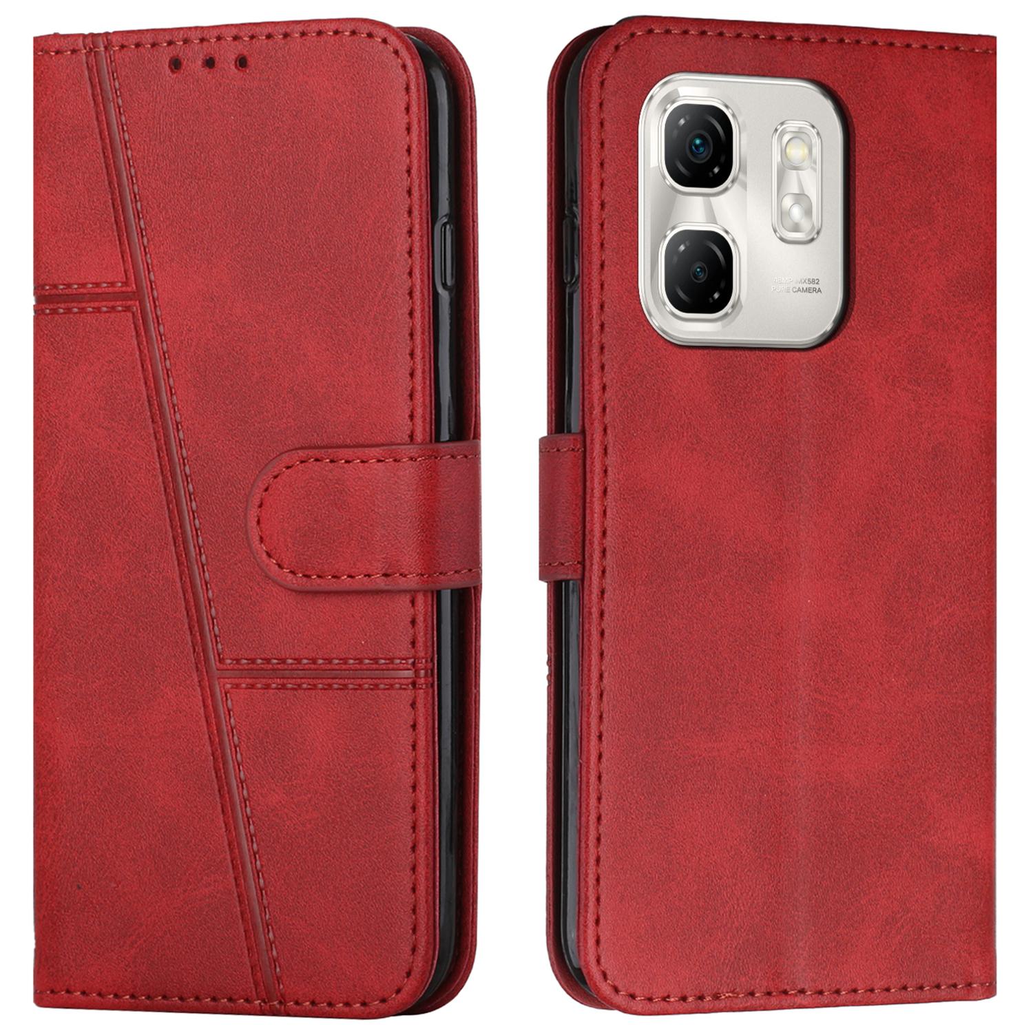 

For Infinix Hot 50i 4G/Smart 9 4G Case Stand Flip Protective Leather Phone Cover Red