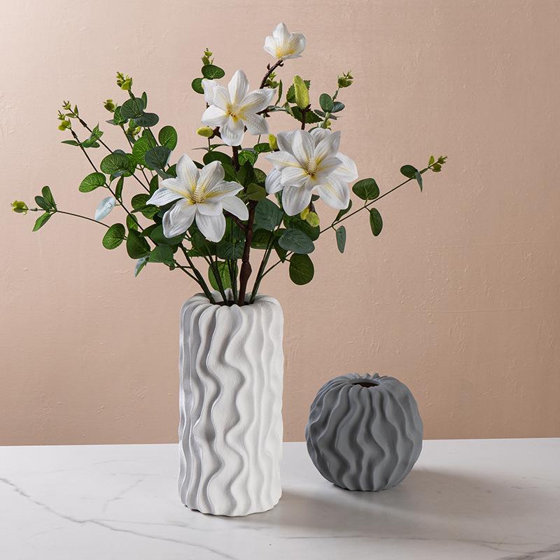 Irregularly Striped Ceramic Vase Wavy Pattern Flower Vase Flower Arrangement Accessories Terrarium Home Decoration Accessories