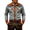 Camisa Occidental para Hombre Retro Estampado 3D Bordada Manga Larga Ajuste Top de Fiesta