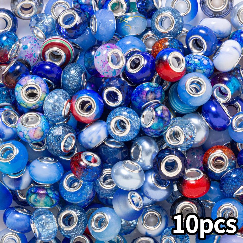

10/20/30 шт. смоляные синие европейские бусины с большими отверстиями для изготовления ювелирных изделий с большими отверстиями, бусины с большим расстоянием между отверстиями, кулоны, браслеты, ожерелья, ручка для рукоделия 10pcs