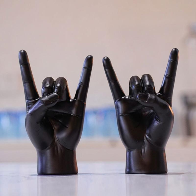 "Rock and Roll" Crafts Hand Gesture Statue Party Livehouse Day Music Theme Crafts Centerpieces Statue Bar Party