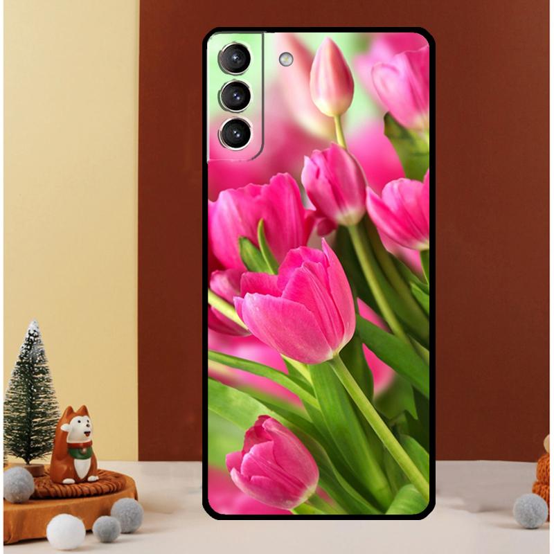 Tulips Flower Case For Samsung Galaxy S25 S26 Ultra S20 S21 S22 S23 S24 Ultra S10 Plus S25 FE Cover Funda