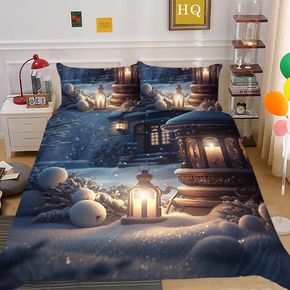 Christmas Printed Bedspreads Twin Size Microfiber Bedding Cover Teens Luxury Design Fashion Duvet Cover Set