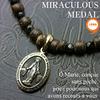Silver One si Miraculous Medal Virgin Mary Necklace with Wood Beads, Black Spinel, and Hematite for Men (50cm + Adjustable Chain)