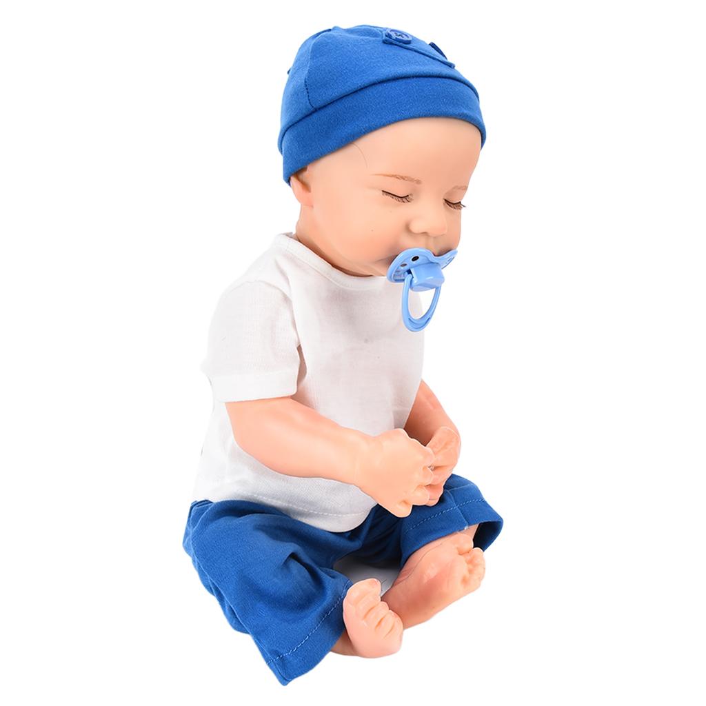 18 Zoll Neugeborener Baby Junge Puppe Realistischer Voll-Vinyl-Körper Waschbare Babypuppe mit Kleidung für Kinder