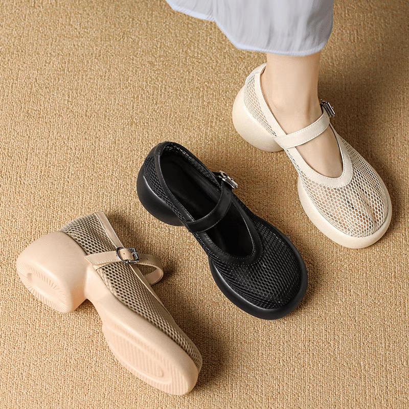 Womens Shoes Soft Sole Thick And Light Hollow Mesh Sandals 2025 Spring Summer New Casual Breathable Thick-Soled Mesh Shoes Women