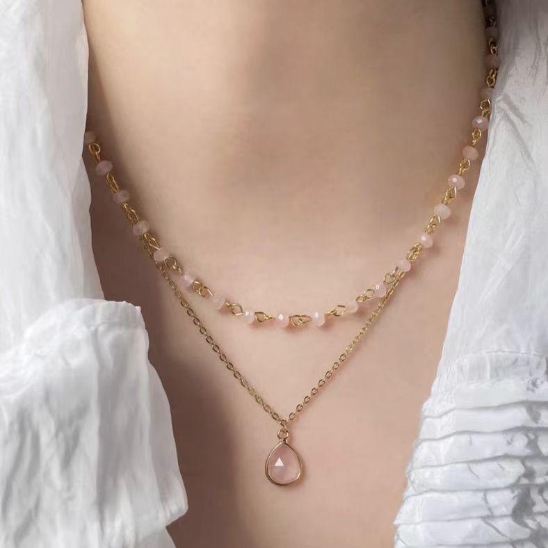 2024 Double-layer Water Drop Pendant Necklace Simple and Versatile for Everyday Wear