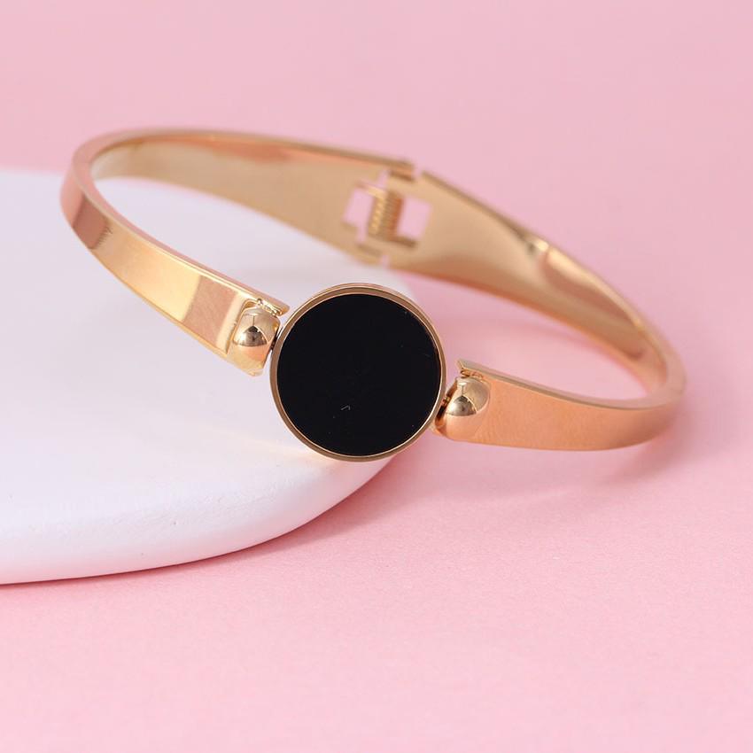 Mother-of-Pearl Shell Round Openable Women's Stainless Steel Bangle