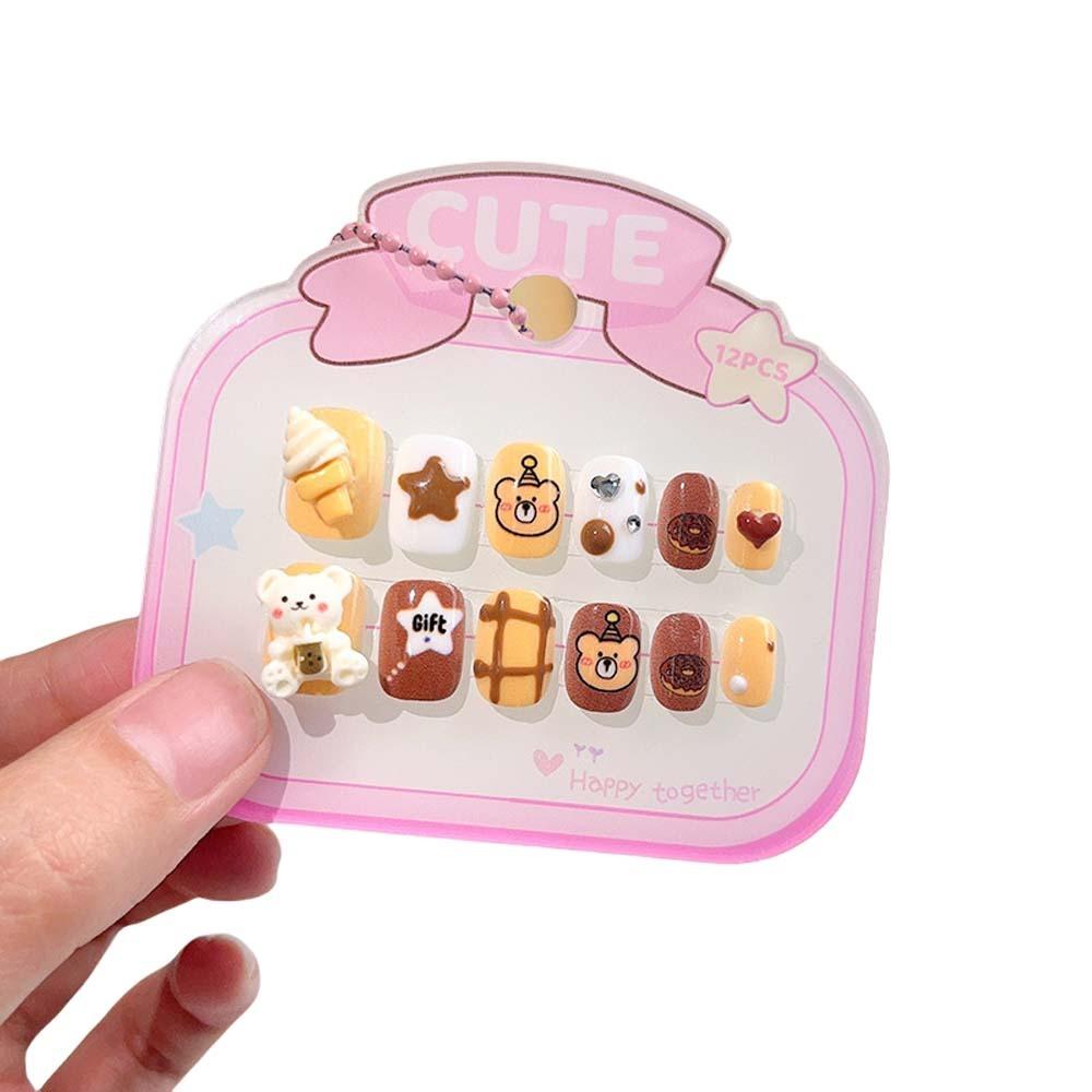 3D Animal Kids Cartoon Fake Nails Flower Bowknot Cartoon Nail Accessories Kids Toys Gift