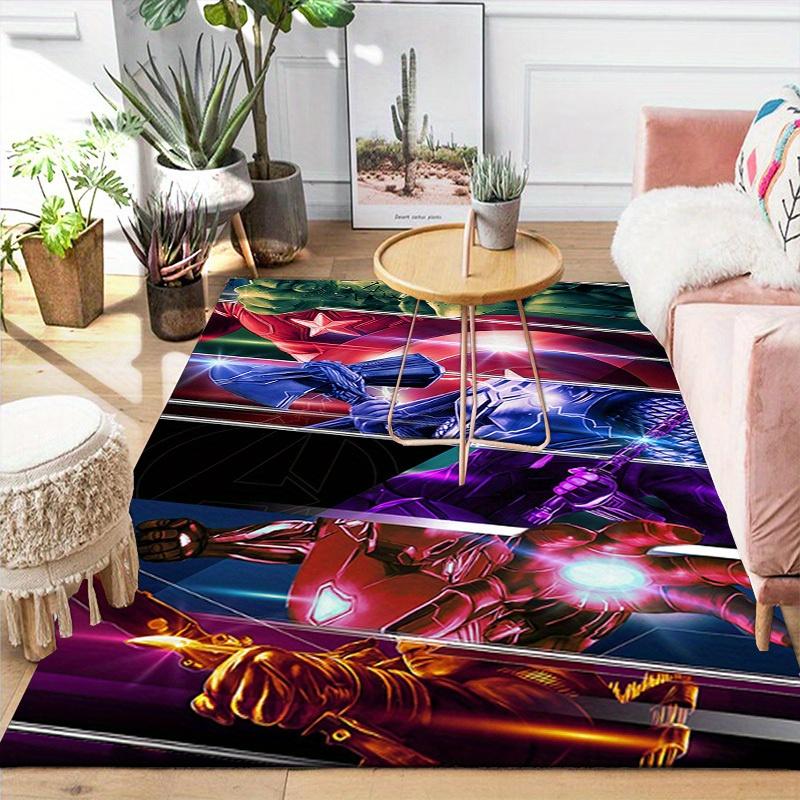 1pc Marvel Avengers Super Heroes Area Rug, Non-Slip Floor Mat, Cartoon Character Design, Soft Velvet, Room Decor, Washable Indoor Carpet