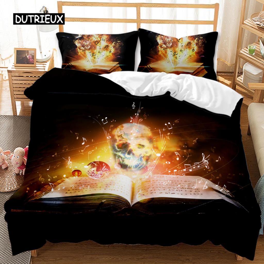 Book Duvet Cover Set Sheet Music Beating Notes Music Twin Polyester Bedding Set Pillowcase Kids Boys Girl Double Queen King Size