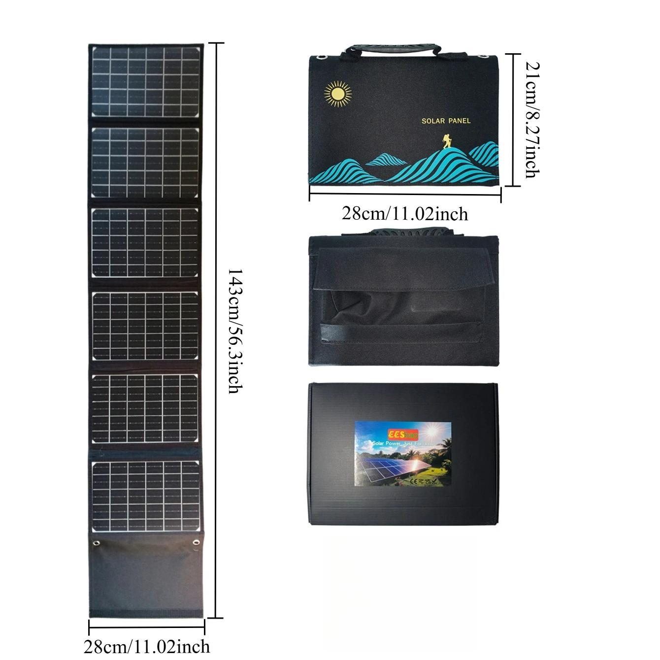 

60W-100WFolding Solar Charger USB-C/USB-A/DC Multi-Port Output Outdoor Power Supply for Camping Hiking Emergency Off-Grid EESBAO