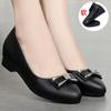 2025 New Women Leather Round Toe Beige High Heel Shoes Lady Classic Comfort Summer Pumps Women's Loafers