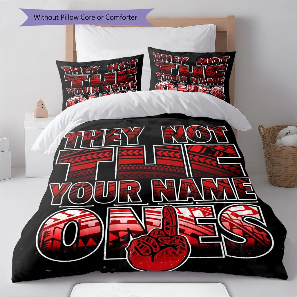Ink Motto Custom Name Pattern Bedding Quilt Set Quilt Cover Pillowcase Home Birthday Gift(1 * duvet cover + 2 * pillowcase, without core)