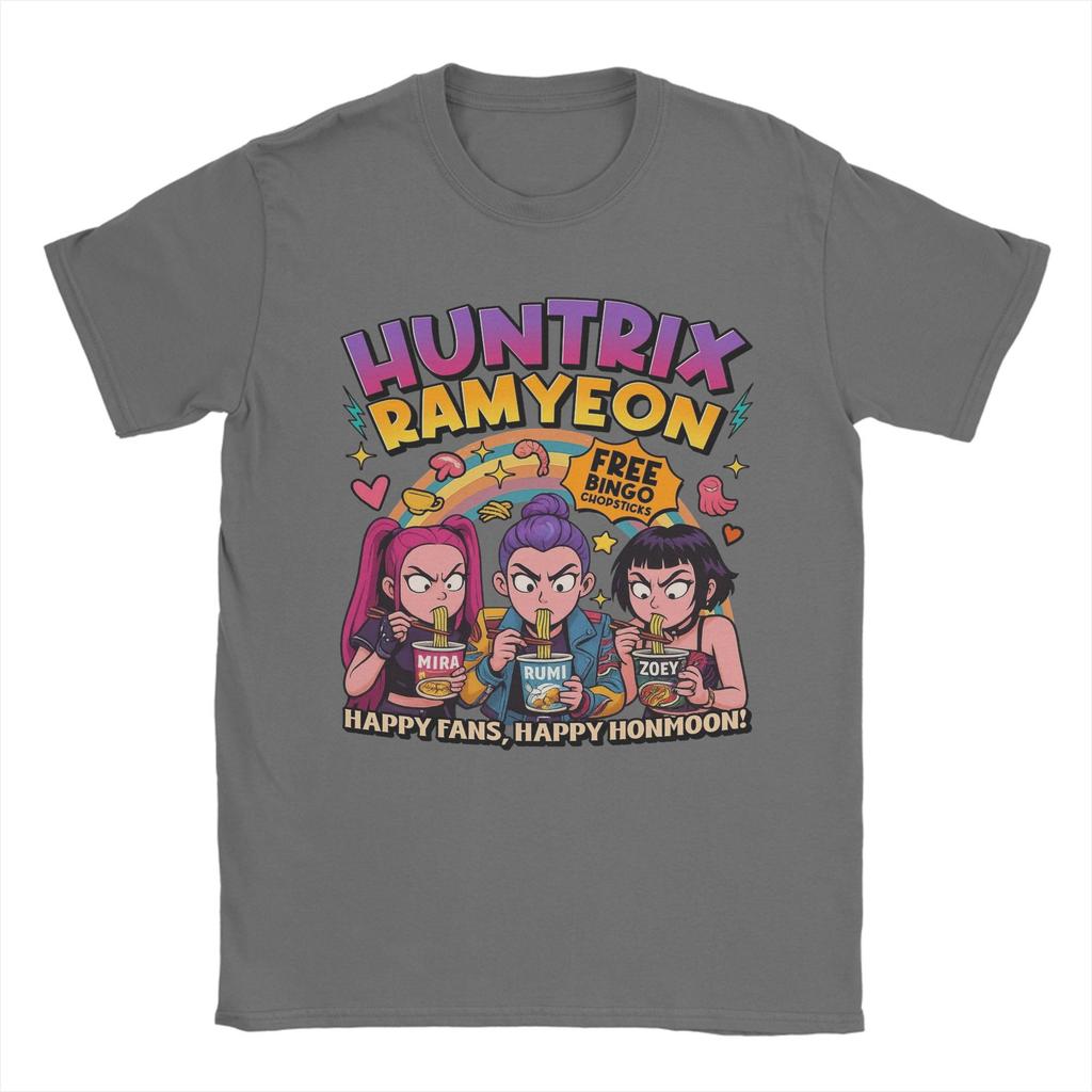 Herren T-Shirt Huntrix Ramyeon KPop Dämonenjäger Film Neuheit Baumwoll-T-Shirt Kurzarm T-Shirt Rundhals Kleidung Sommer