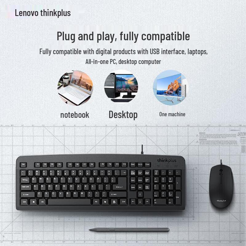 Lenovo Thinkplus KM130-Pro Wired Keyboard & Mouse Combo